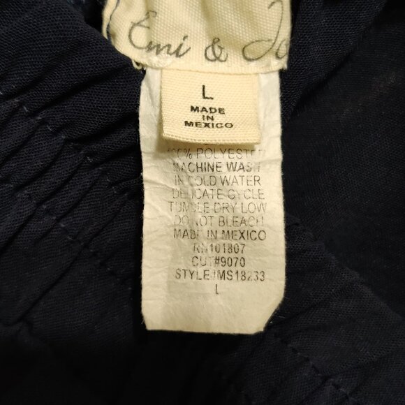 Emi & Joe L Navy Blue Midi Skirt Pockets Button Detail Flowy Boho Chic Preppy - Picture 6 of 9